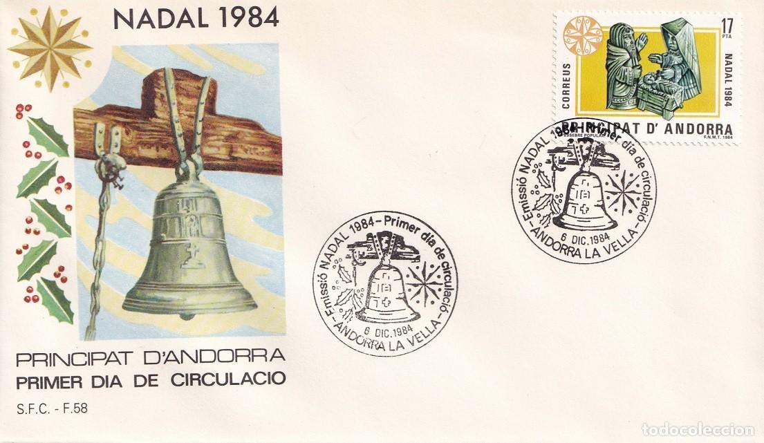 Sellos: FDC 1984 Andorra la Vella - Nadal Navidad Pesebre popular - Principat d'Andorra - Primer dia