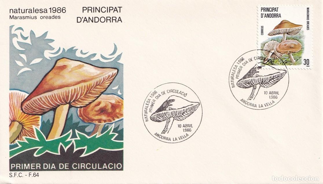 Sellos: FDC 1986 Andorra la Vella - Naturalesa 1986 Marasmius oreades - Seta - Senderuela Marasmius oreades