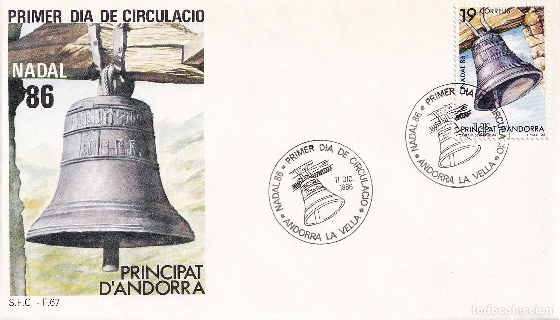 Briefmarken: SPD Principat d' Andorra 1986 - Nadal Navidad - Campana de Sant Rom&aacute; - Andorra la Vella - Primer dia
