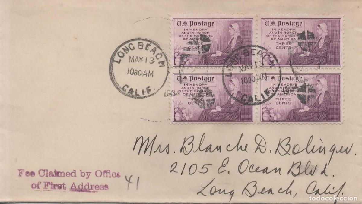 Sellos: ESTADOS UNIDOS USA LONGBEACH 1934 DIA DE LA MADRE ARTE PINTURA