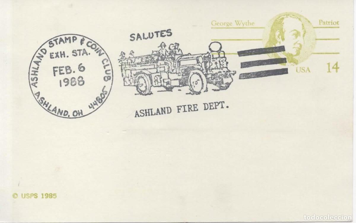 Sellos: ESTADOS UNIDOS USA 1988 ASHLAND BOMBERO FIREMAN
