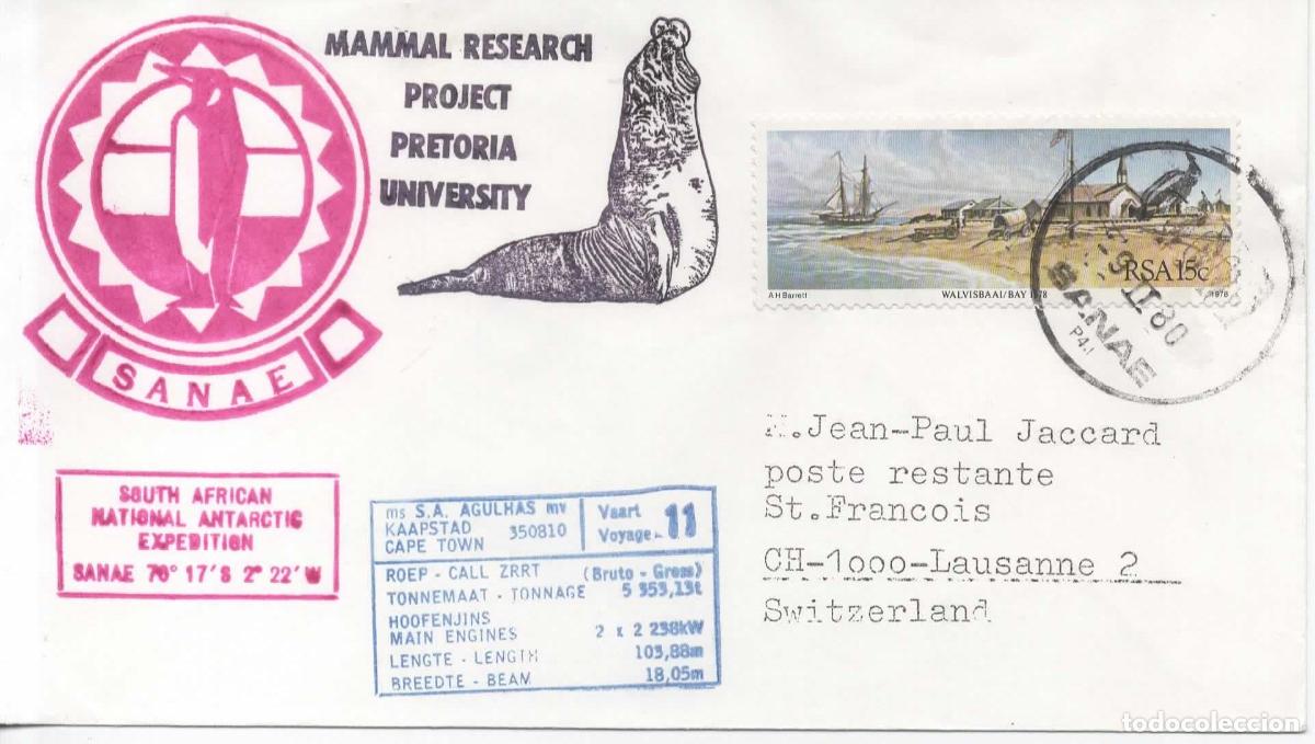 Sellos: ANTARTIDA ANTARCTIC SUDAFRICA SANAE SA AGULHAS 11 1980