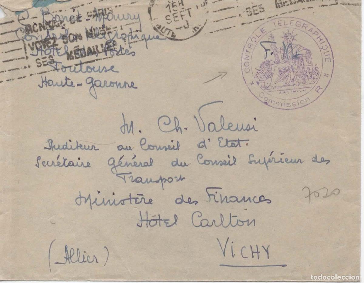 Sellos: FRANCIA CORREO MILITAR 1940 WW2 CONTROLE TELEGRAPHIQIE COMISSION R