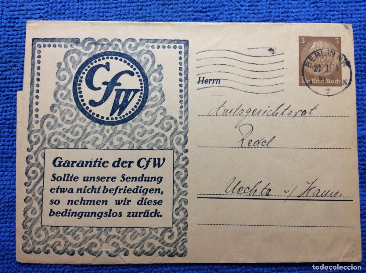 Sellos: ALEMANIA III REICH 1934 ENTERO POSTAL DE EMISI&Oacute;N PRIVADA CIRCULADO. (1DDJ48)