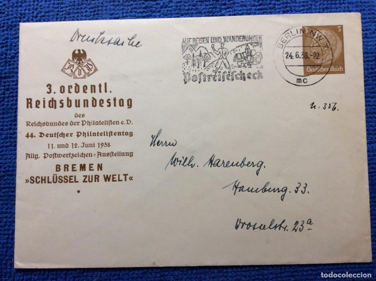 Sellos: ALEMANIA III REICH 1938 ENTERO POSTAL DE EMISI&Oacute;N PRIVADA CIRCULADO. (1DDJ58)