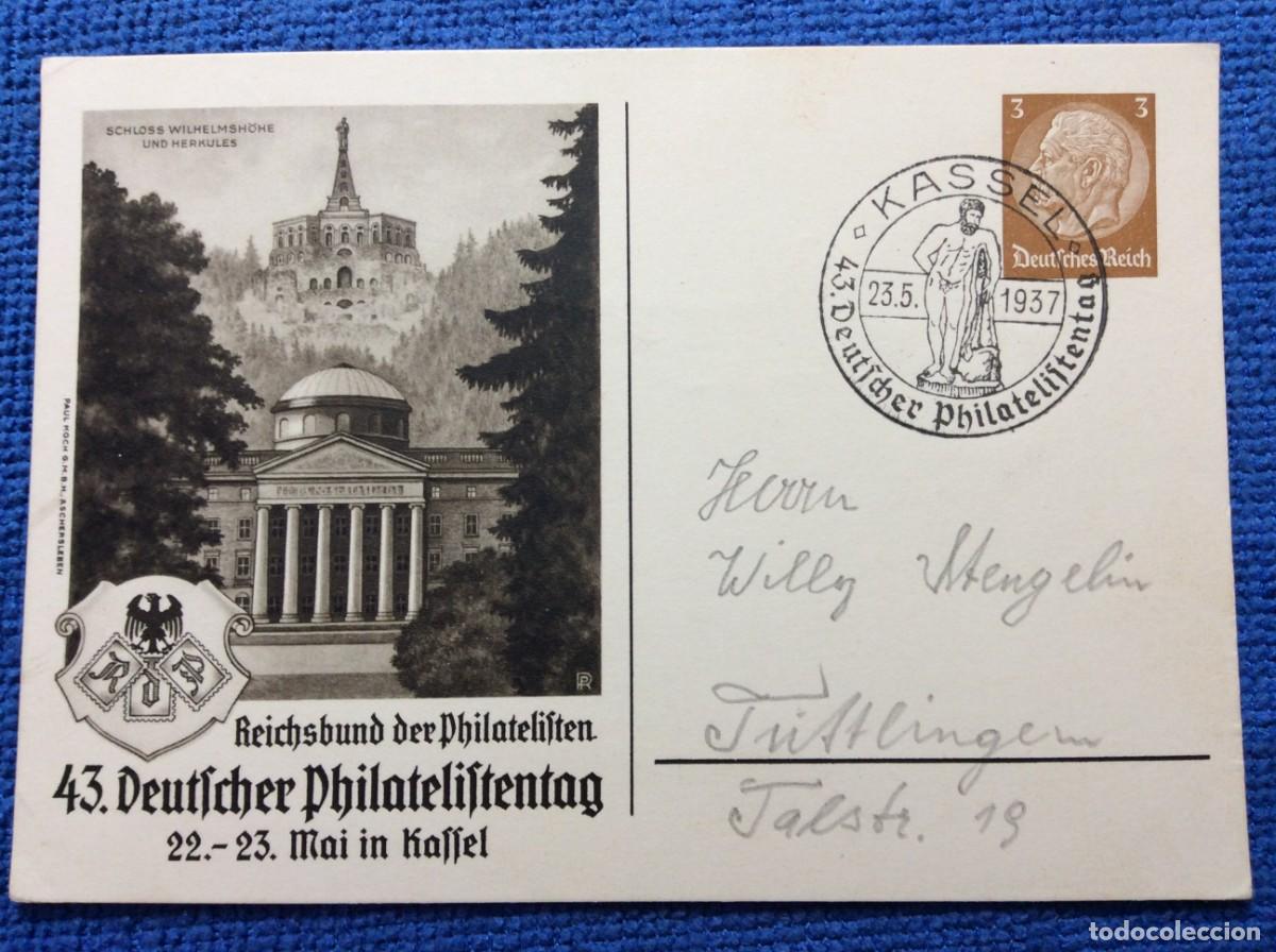 Sellos: ALEMANIA III REICH 1937 ENTERO POSTAL DE EMISI&Oacute;N PRIVADA CIRCULADO. INTERESANTE MATASELLOS (1DDJ60)