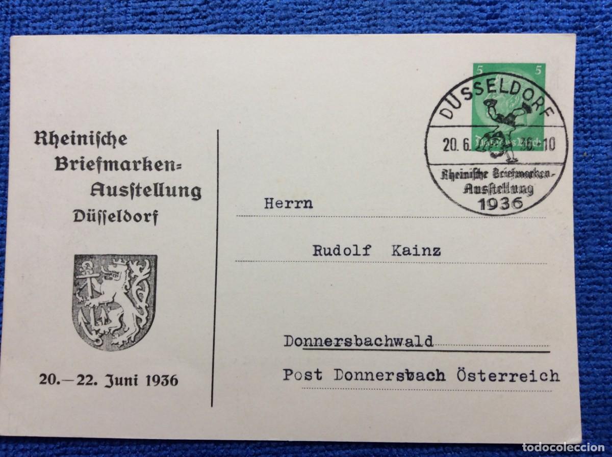 Sellos: ALEMANIA III REICH 1936 ENTERO POSTAL DE EMISI&Oacute;N PRIVADA CIRCULADO. INTERESANTE MATASELLOS (1DDJ64)