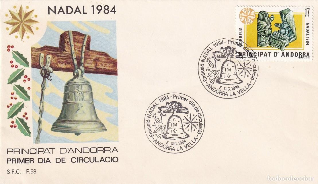 Sellos: FDC 1984 Andorra la Vella - Nadal Navidad Pesebre popular - Principat d'Andorra - Primer dia