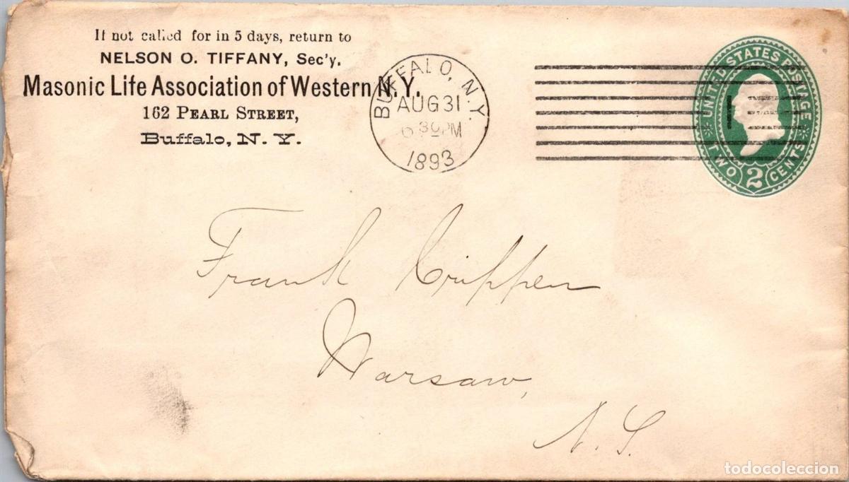 Sellos: ESTADOS UNIDOS USA ENTERO POSTAL 1893 MASONERIA MASONIC