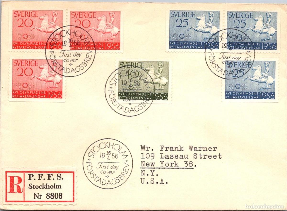 Sellos: SUECIA FDC JUEGOS OLIMPICOS ESTOCOLMO 1956 PRUEBAS DE HIPICA EQUESTRIAN CABALLO HORSE