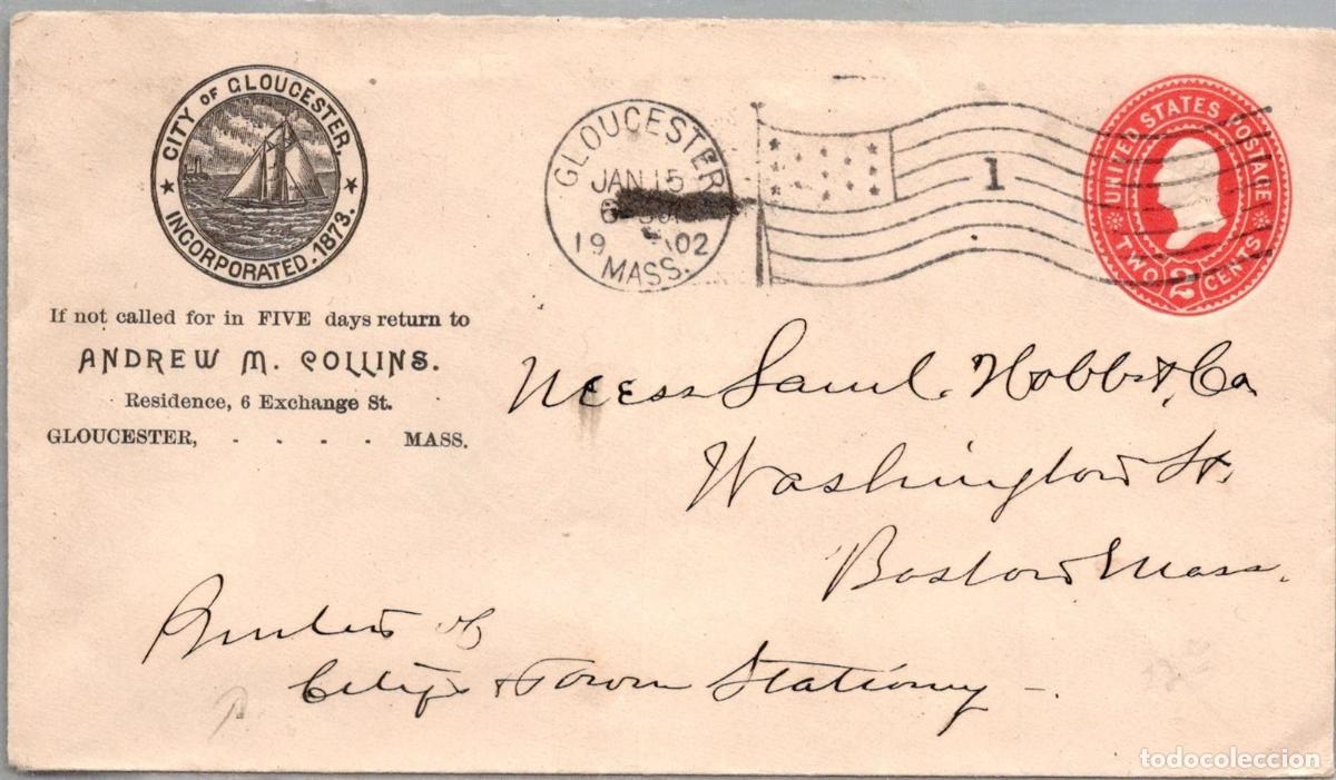 Sellos: ESTADOS UNIDOS USA ENTERO POSTAL GLOCESTER 1902 VELERO VEL SAIL SHIP