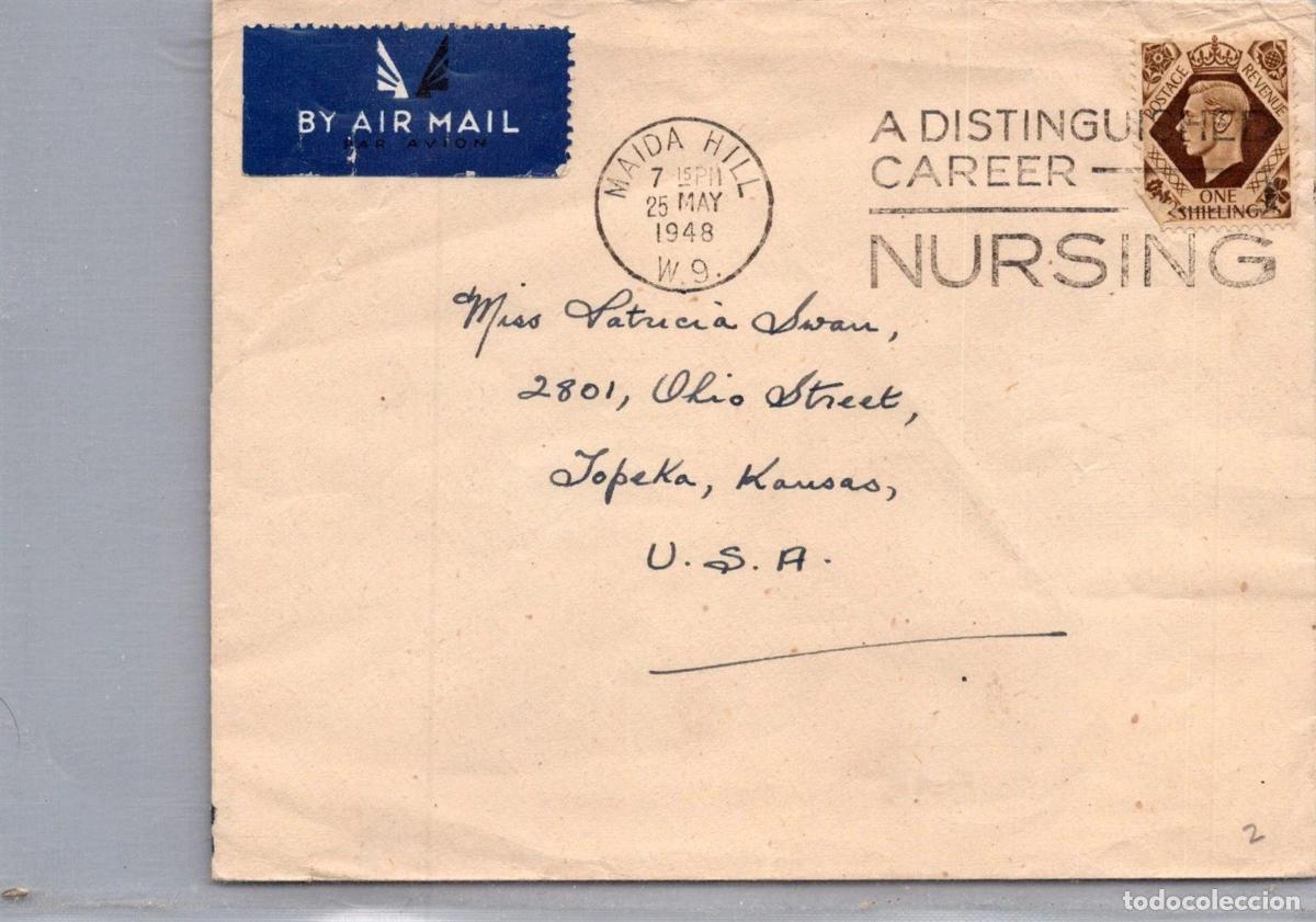 Sellos: REINO UNIDO MAIDA HILL 1948 MAT NURSING ENFERMERIA ENFERMERA