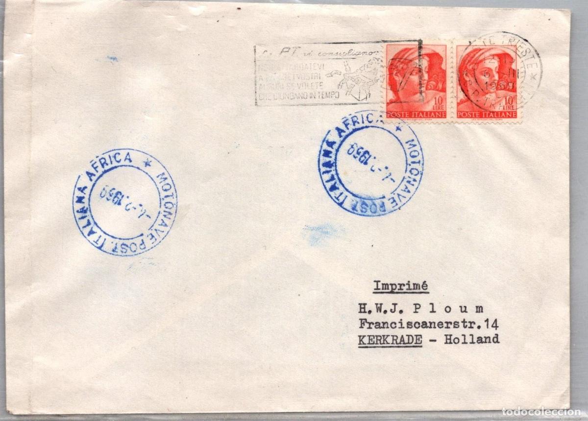 Sellos: ITALIA MOTONAVE POSTALE ITALIANA AFRICA 1959 MAT TRIESTRE