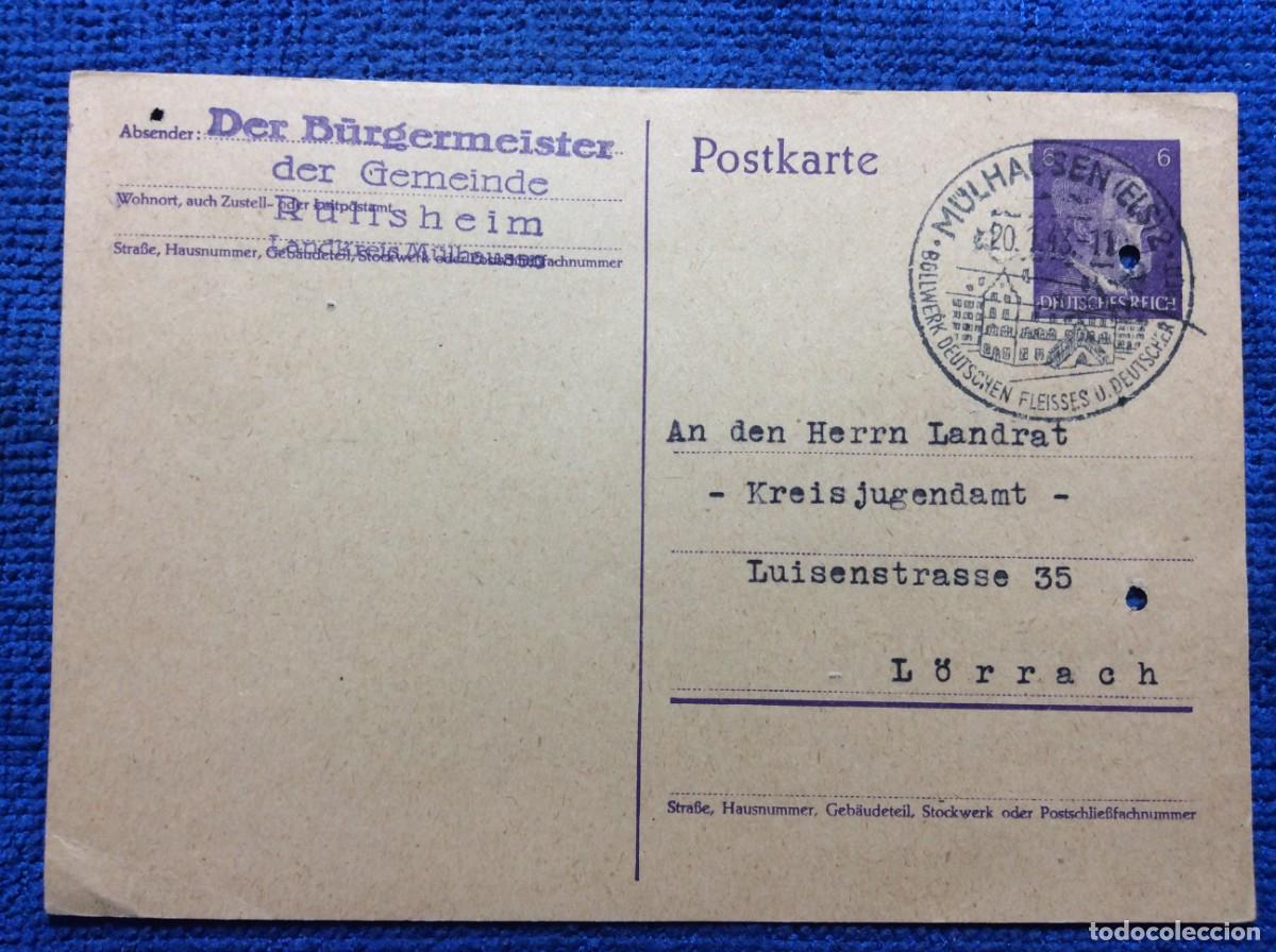 Sellos: ALEMANIA III REICH. 1943 ENTERO POSTAL CIRCULADO. INTERESANTE MATASELLOS (1DDK08)