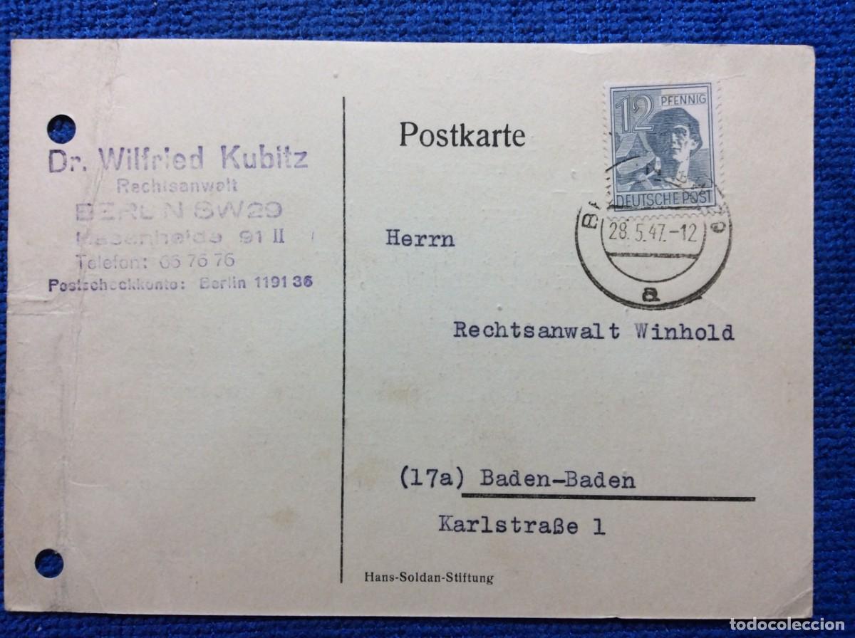 Sellos: ALEMANIA. OCUPACI&Oacute;N ALIADA. 1946 ENTERO POSTAL CIRCULADO (1DDK12)