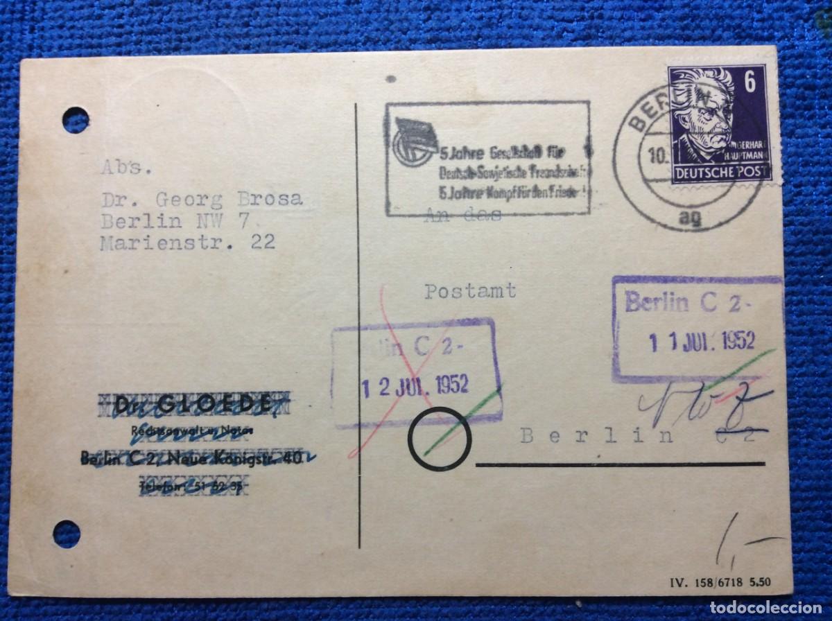 Selos: ALEMANIA ORIENTAL 1952 ENTERO POSTAL CIRCULADO. MATASELLOS INTERESANTE (1DDG63)