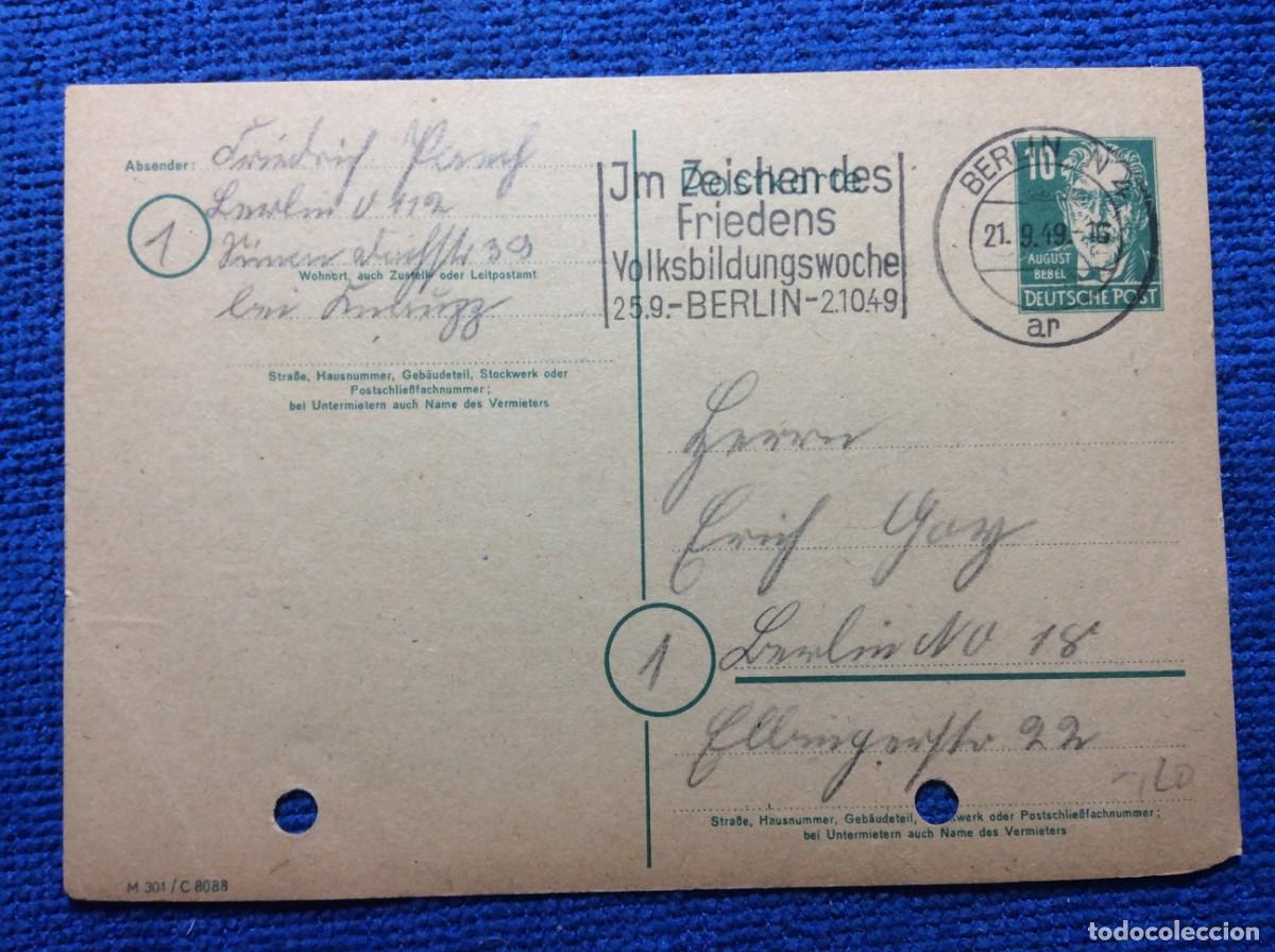 Sellos: ALEMANIA ORIENTAL 1949 ENTERO POSTAL CIRCULADO. MATASELLOS INTERESANTE (1DDG64)