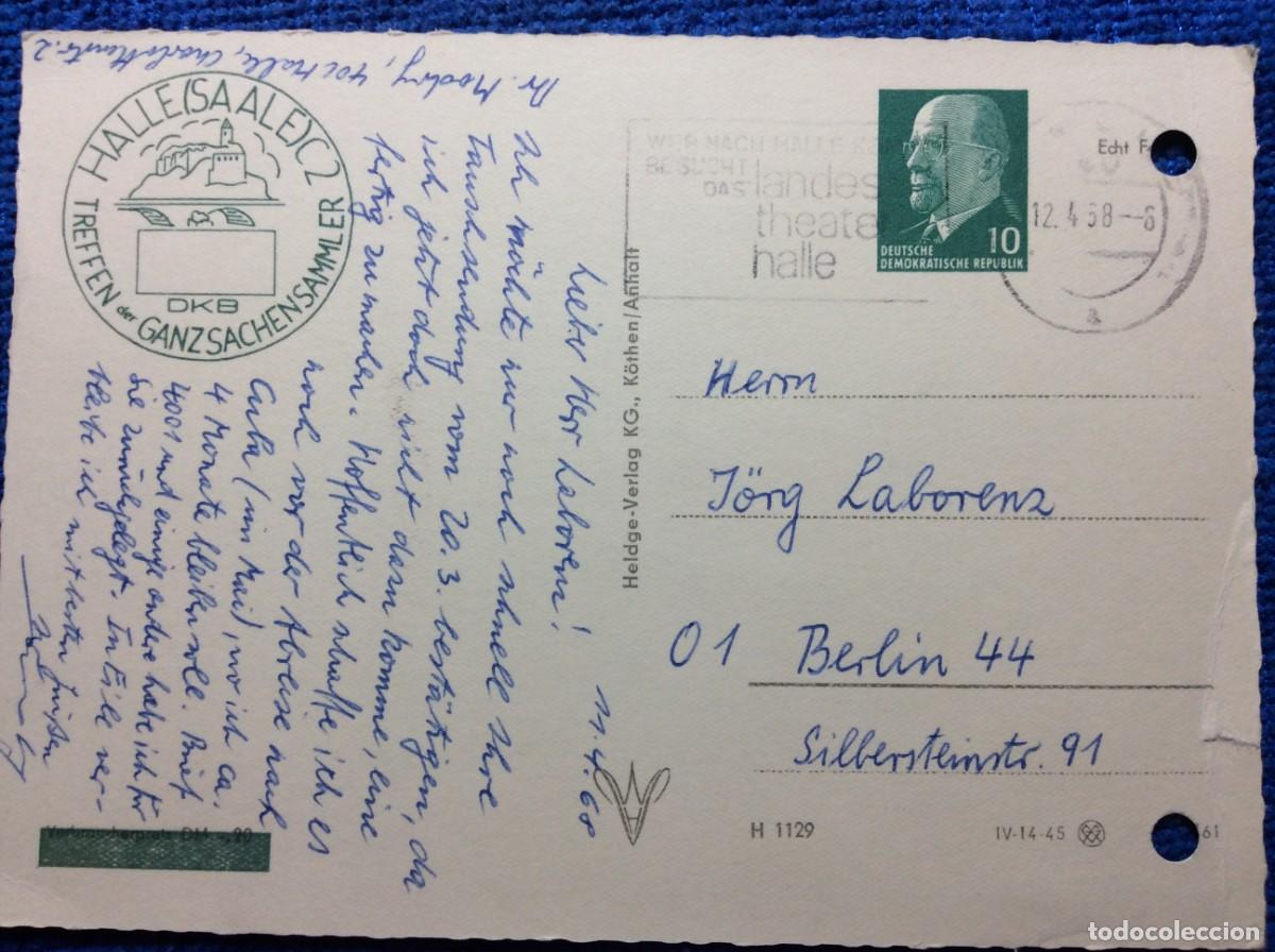 Sellos: ALEMANIA ORIENTAL 1958 TARJETA POSTAL CIRCULADA. MATASELLOS INTERESANTE (1DDG66)