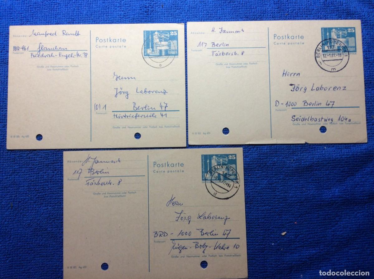 Sellos: ALEMANIA ORIENTAL LOTE DE 3 ENTERO POSTALES CIRCULADOS (1DDG69)