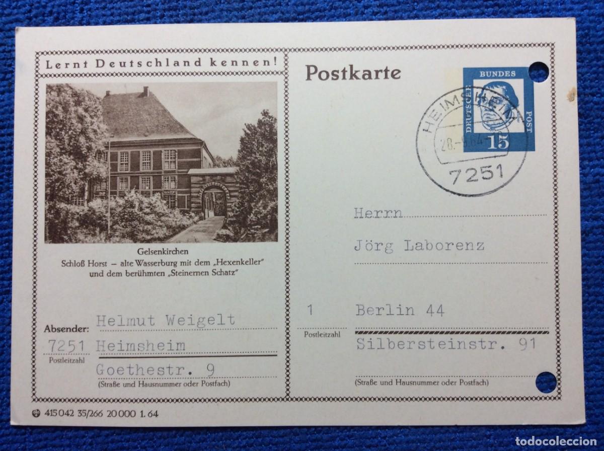 Sellos: ALEMANIA 1964 ENTERO POSTAL CIRCULADO (1DDG74)