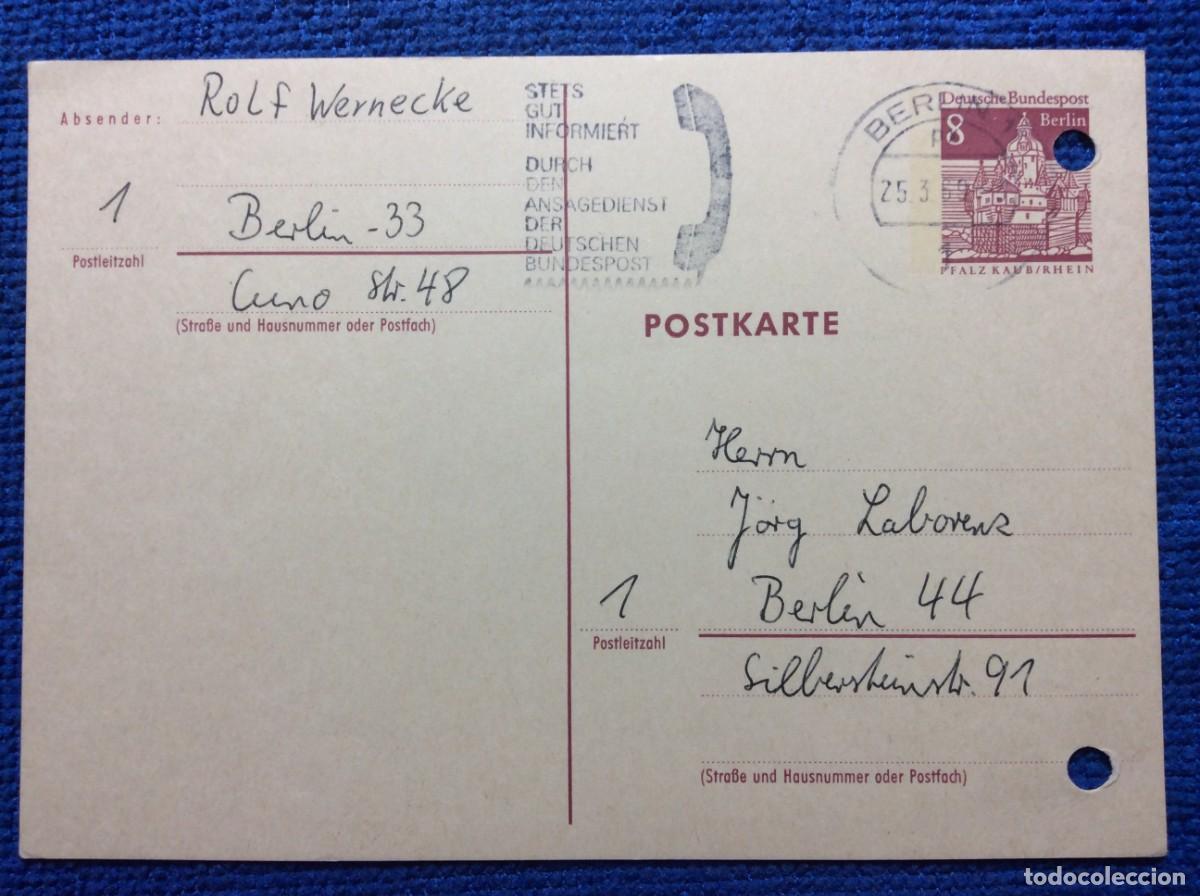 Sellos: ALEMANIA (BERL&Iacute;N) 1969 ENTERO POSTAL CIRCULADO. MATASELLOS INTERESANTE (1DDG76)