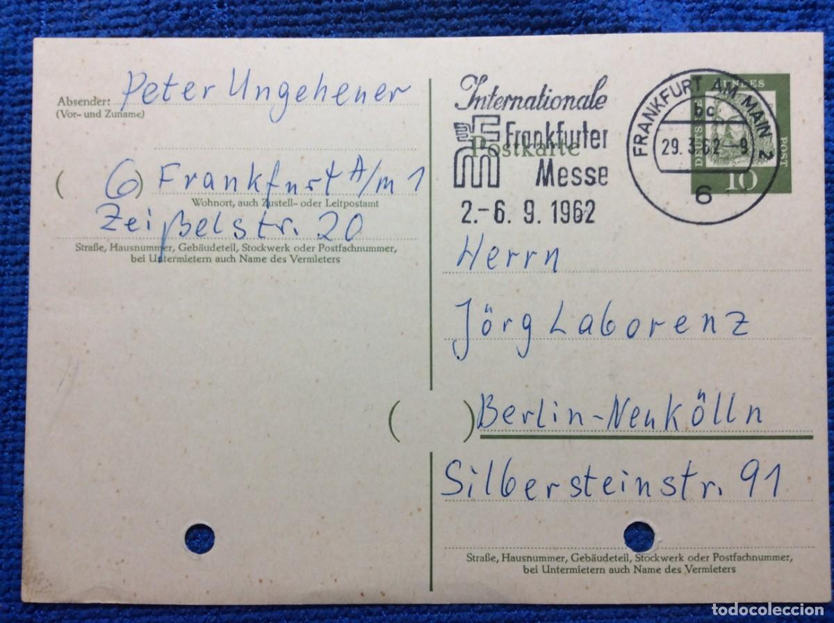 Sellos: ALEMANIA 1962 ENTERO POSTAL CIRCULADO. MATASELLOS INTERESANTE (1DDG78)