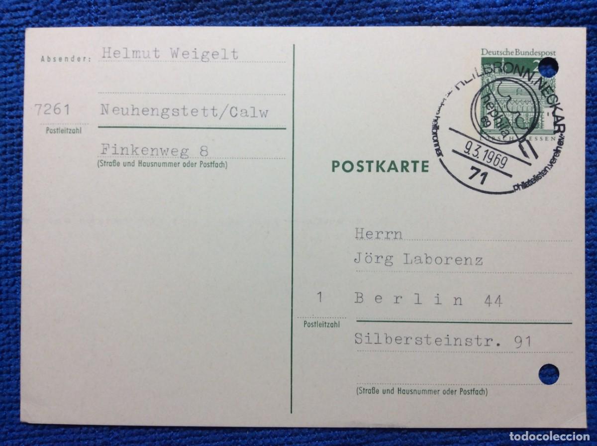 Sellos: ALEMANIA 1969 ENTERO POSTAL CIRCULADO. MATASELLOS INTERESANTE (1DDG79)