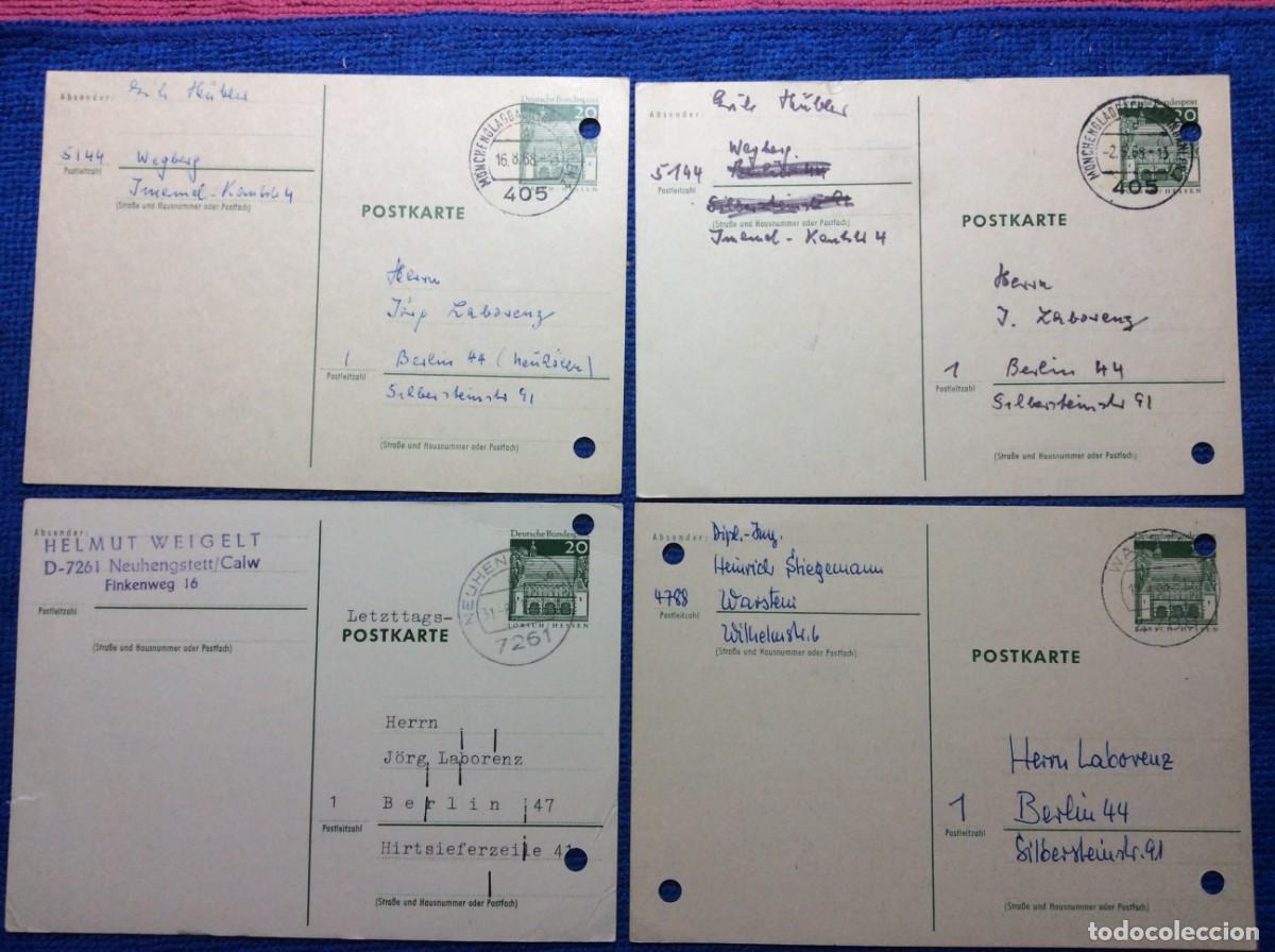 Sellos: ALEMANIA LOTE DE 4 ENTERO POSTALES CIRCULADOS (1DDG86)