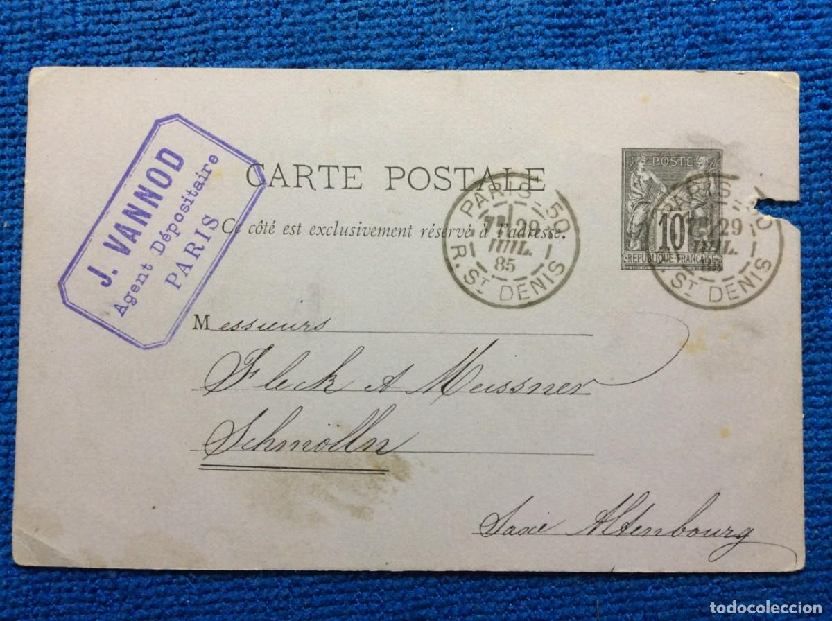 Sellos: FRANCIA 1885 ENTERO POSTAL CIRCULADO (1DDI36)