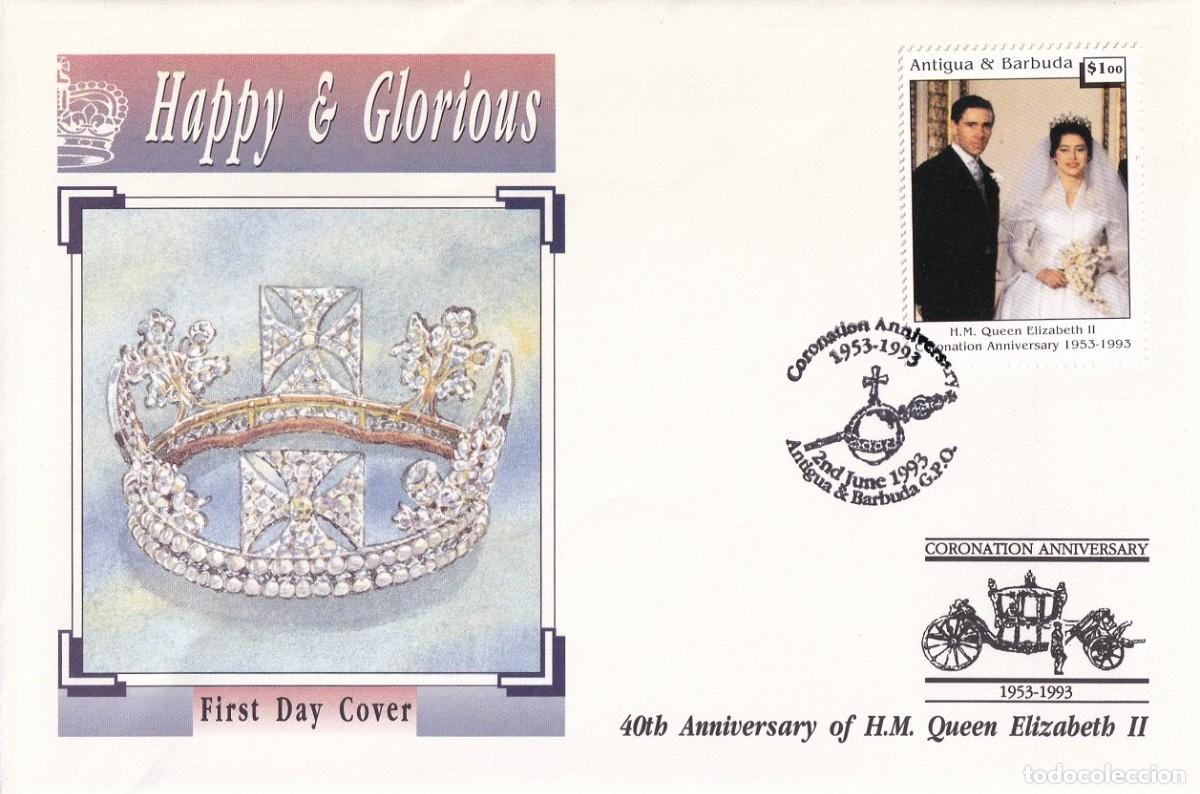 Timbres: FDC Antigua & Barbuda 1993 - Happy & Glorious - 40th Anniversary of H.M. Queen Elizabeth II - Coro.