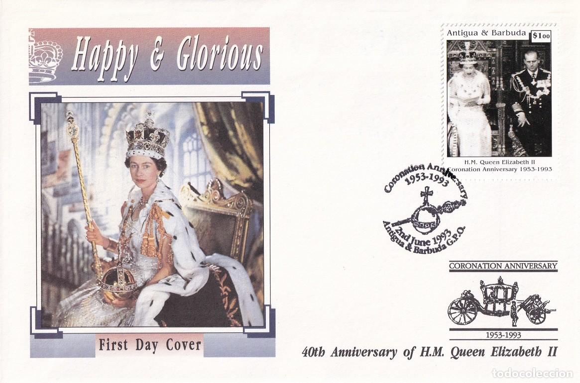 Timbres: FDC Antigua & Barbuda 1993 - Happy & Glorious - 40th Anniversary of H.M. Queen Elizabeth II - Coro.