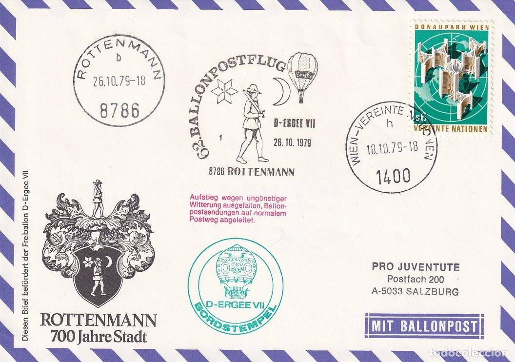 Sellos: 62 Ballonpostflug Rottenmann 1979 VUELO FALLIDO Mal Tiempo Globo D-ERGEE VII Correo A&eacute;reo Austria