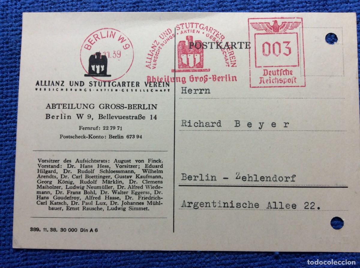 Sellos: ALEMANIA III REICH 1939 TARJETA POSTAL CIRCULADA. INTERESANTE MATASELLOS (1DDK23)