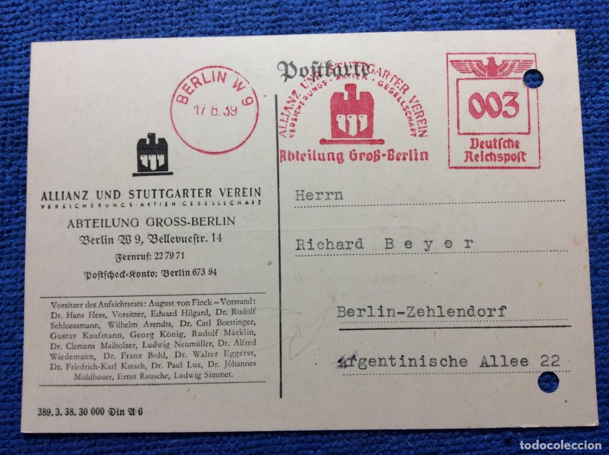 Sellos: ALEMANIA III REICH 1939 TARJETA POSTAL CIRCULADA. INTERESANTE MATASELLOS (1DDK24)