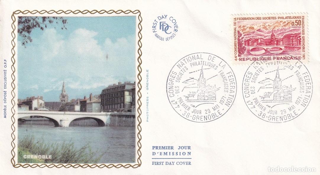 Sellos: FDC Grenoble 1971 - 44e Congres National de la Federation des Societes Philateliques Fran&ccedil;aises