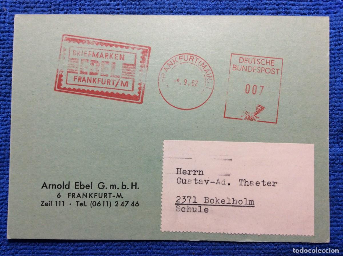 Sellos: ALEMANIA. 1962 TARJETA POSTAL CIRCULADA. INTERESANTE MATASELLOS (1DDK63)