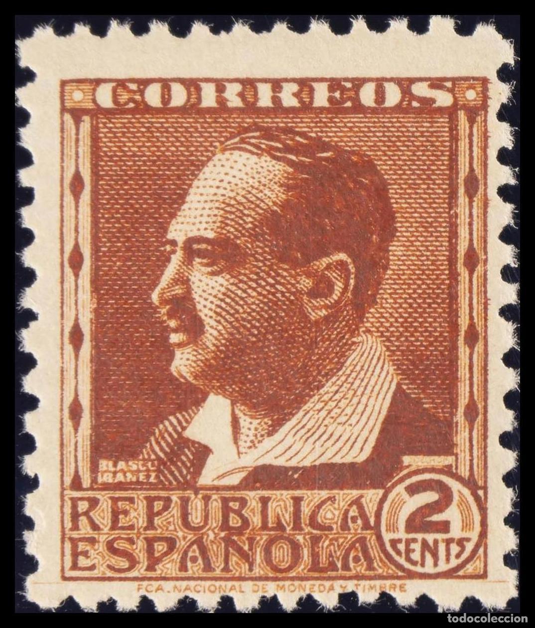 Sellos: 1&ordm; y 2&ordm; Centenario. &#9733;&#9733; 662. 1932. 2 cts casta&ntilde;o rojo. MAGNIFICO.