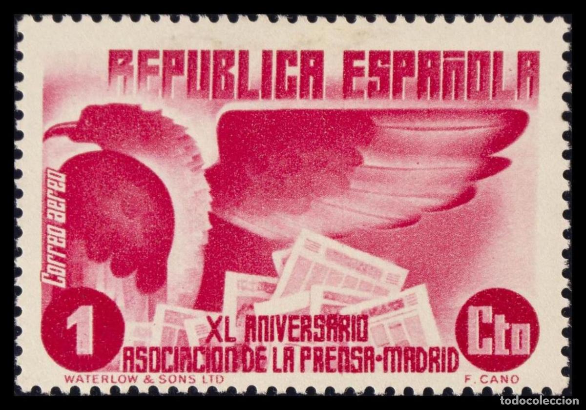 Sellos: 1&ordm; y 2&ordm; Centenario. &#9733; 711. 1936. 1 cts carm&iacute;n, MAGNIFICO.