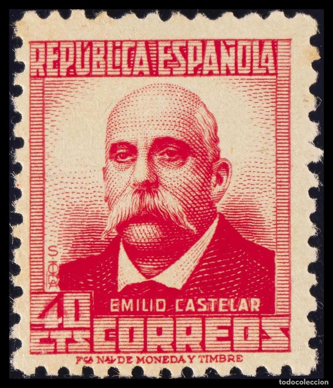 Sellos: 1&ordm; y 2&ordm; Centenario. &#9733; 736. 1937. 40 cts carm&iacute;n. MAGNIFICO.