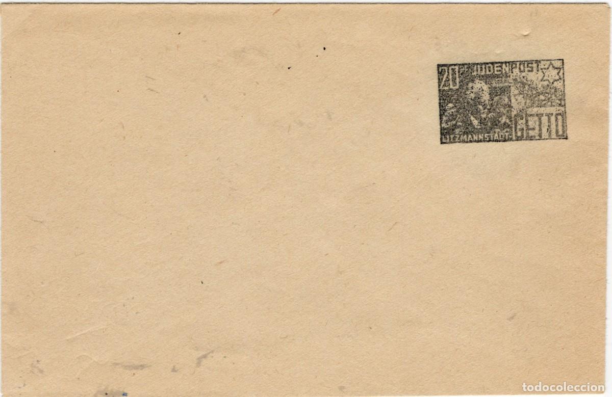 Sellos: 1944 JUDENPOST, correo interior guetto de Lodz, Polonia, sobre entero postal, tema Judaica