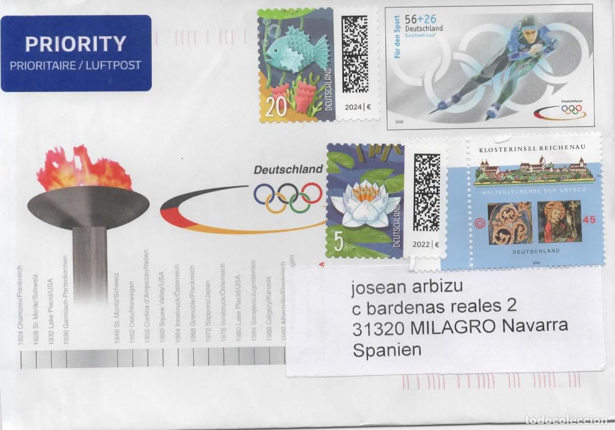 Sellos: ALEMANIA ENTERO POSTAL JUEGOS OLIMPICOS PATINAJE SOBRE HIELO ICE SKATING