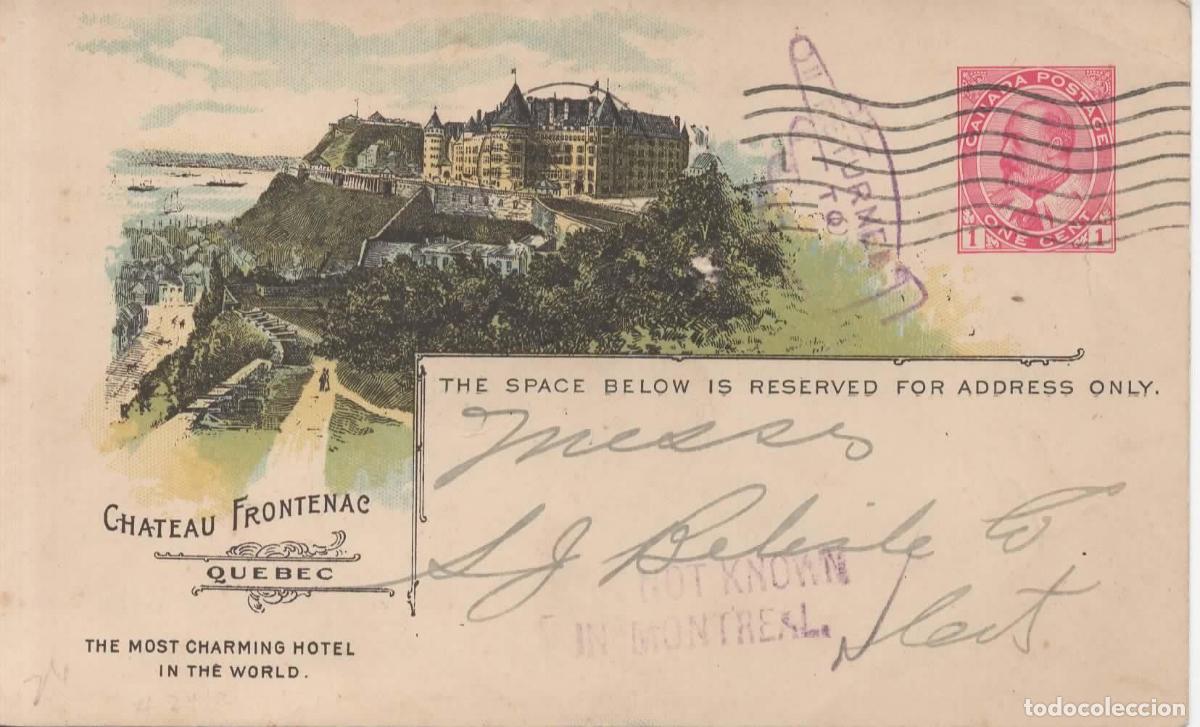 Sellos: CANADA ENTERO POSTAL CHATEAU FRONTENAC QUEBEC 1906 CANADIAN PACIFIC RAILWAY