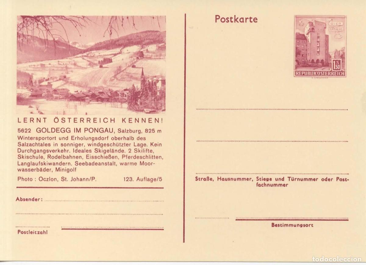 Sellos: AUSTRIA ENTERO POSTAL GOLDEGG IM PONGAU SALZBURG SKI