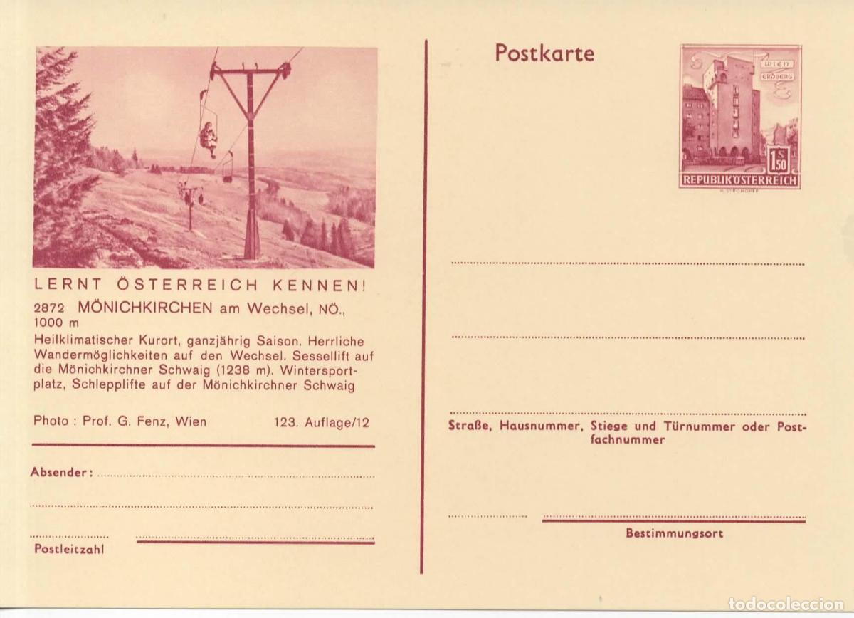 Sellos: AUSTRIA ENTERO POSTAL MONICHKIRCHEN TELESILLA SKI