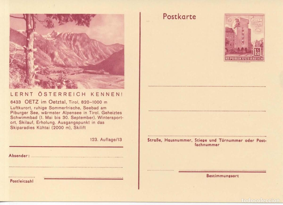 Sellos: AUSTRIA ENTERO POSTAL OETZ TIROL NATACION SKI