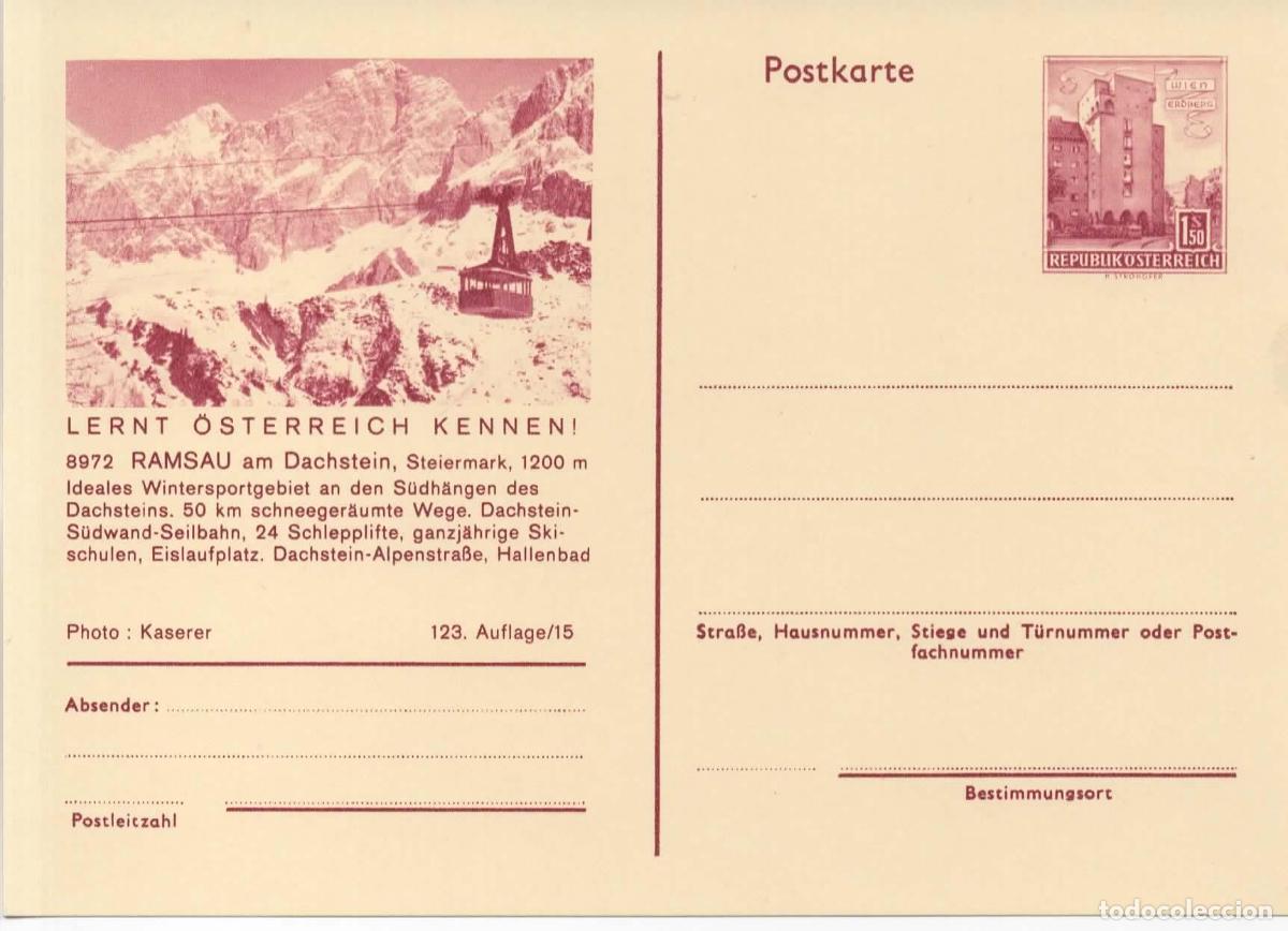 Sellos: AUSTRIA ENTERO POSTAL RAMSAU AM DACHSREIN TENNIS SAUNA ALPES