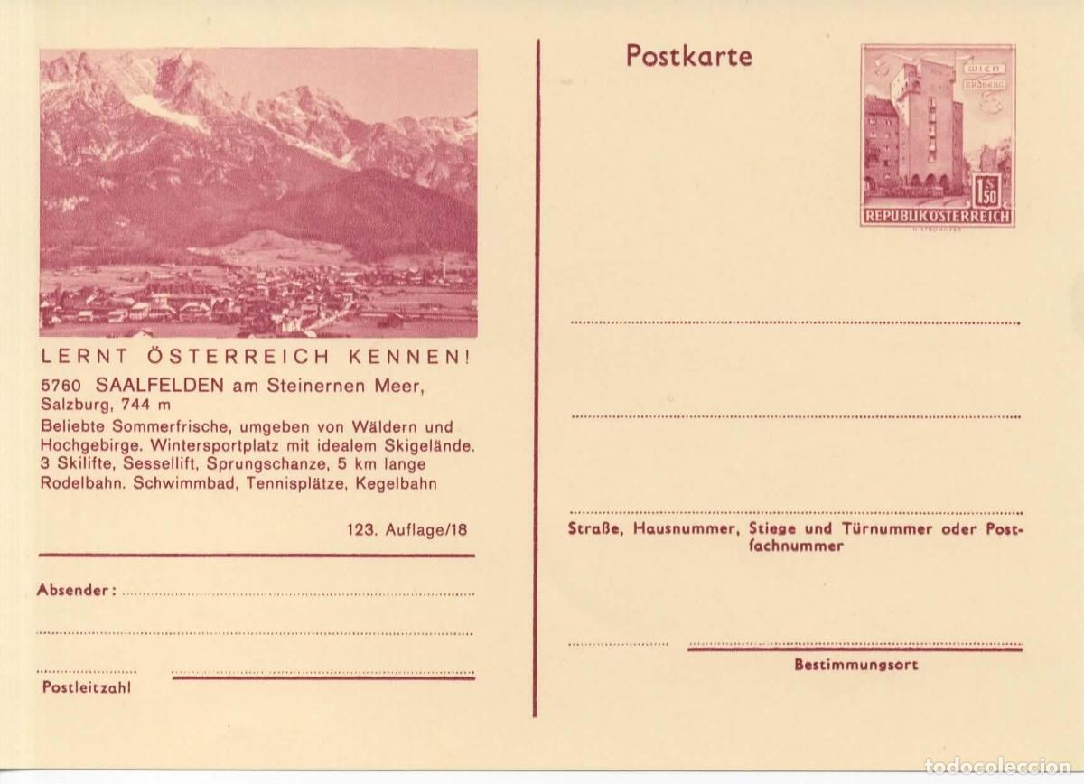 Sellos: AUSTRIA ENTERO POSTAL SAAFELDEN AM STEINERNEN MEER SKI