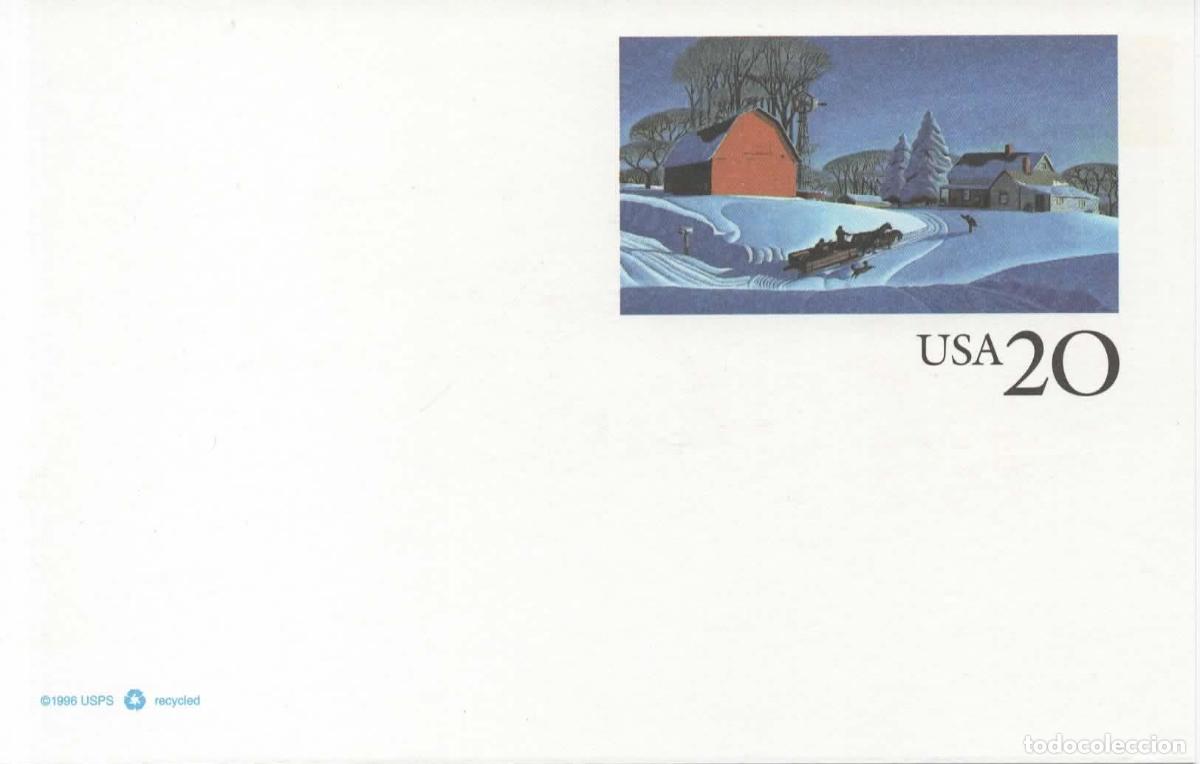 Sellos: ESTADOS UNIDOS USA ENTERO POSTAL PAISAJE INVERNAL TRINEO SLED