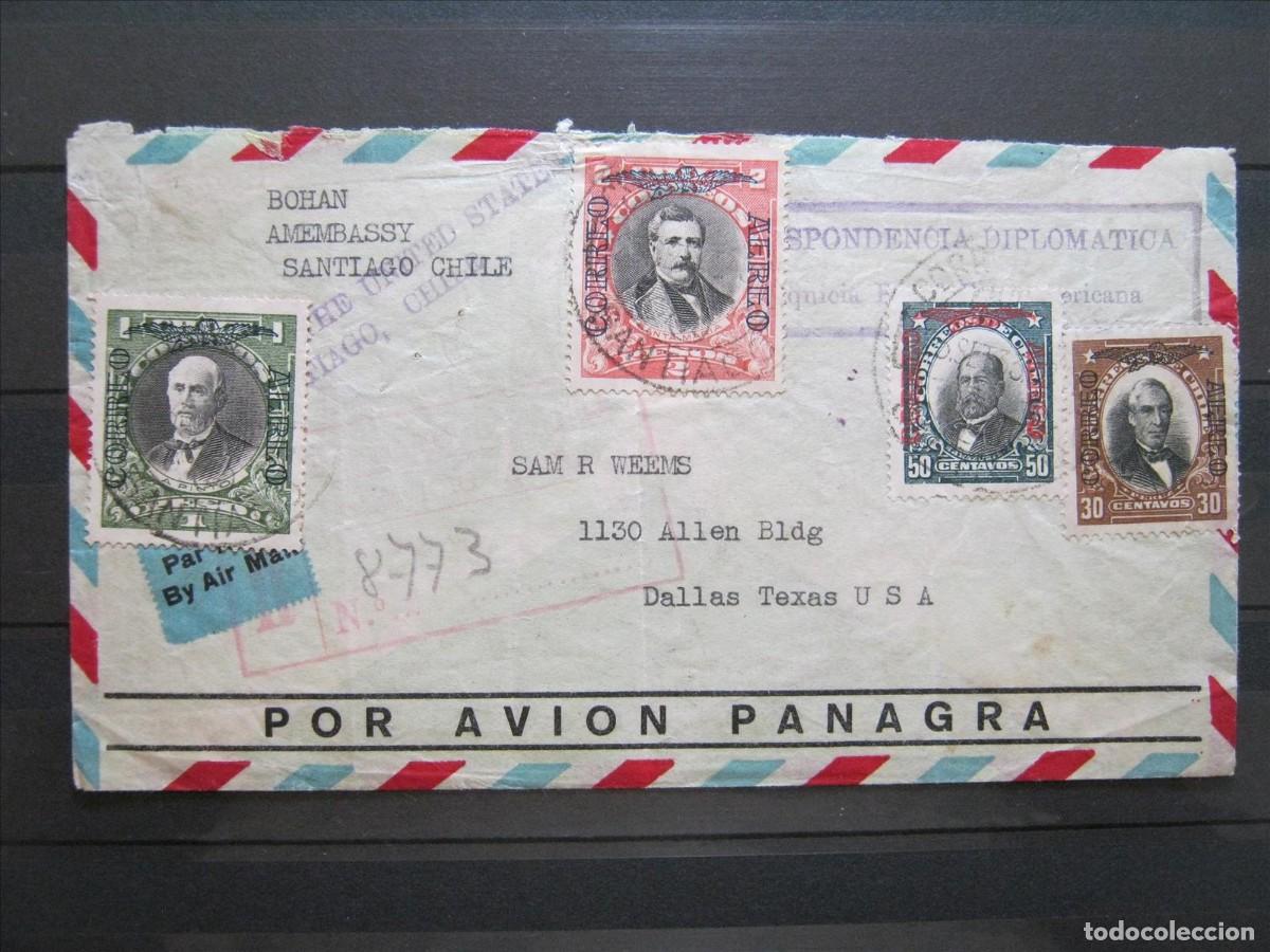 Sellos: CARTA 1930 CORREO A&Eacute;REO CHILE A ESTADOS UNIDOS AVI&Oacute;N PANAGRA CORRESPONDENCIA DIPLOM&Aacute;TICA.