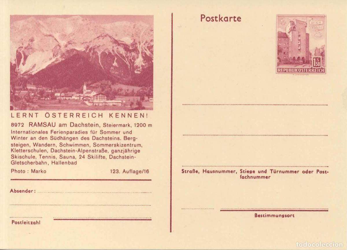 Sellos: AUSTRIA ENTERO POSTAL RAMSAU AM DACHSREIN TENNIS SAUNA ALPES